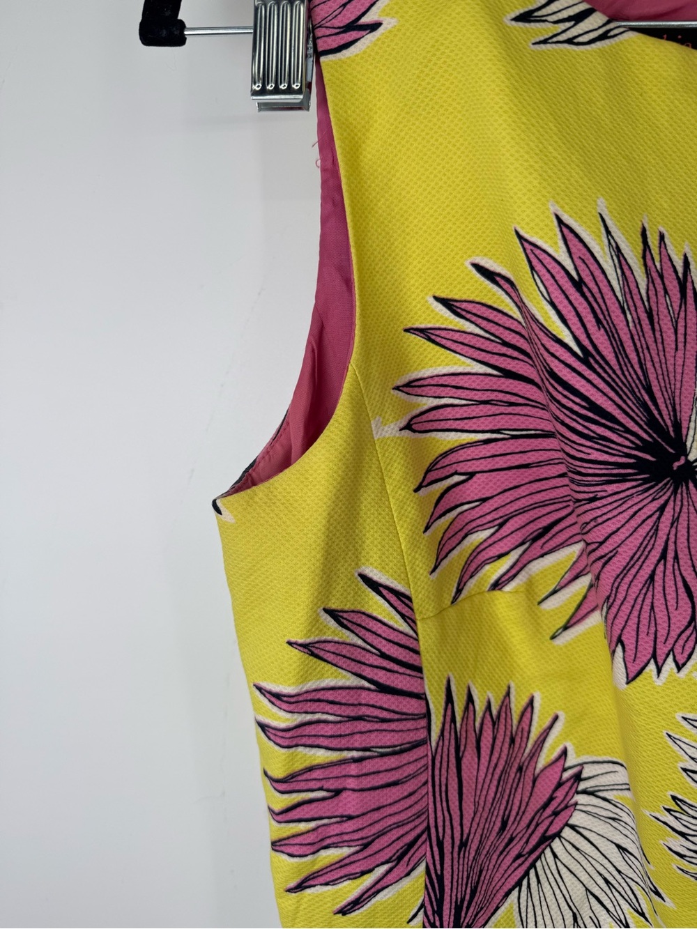 Vtg Cynthia Howie 100% cotton Sleeveless Yellow Floral Sheath Dress size 10 - Picture 6 of 10